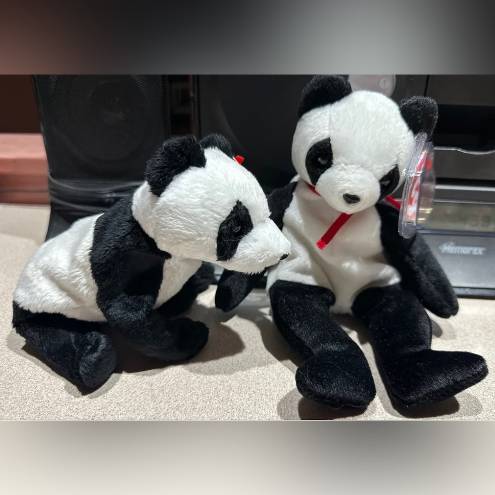 Vintage Ty Beanie Babies Panda Set of 2. China & Fortune MWMT. New. Retired